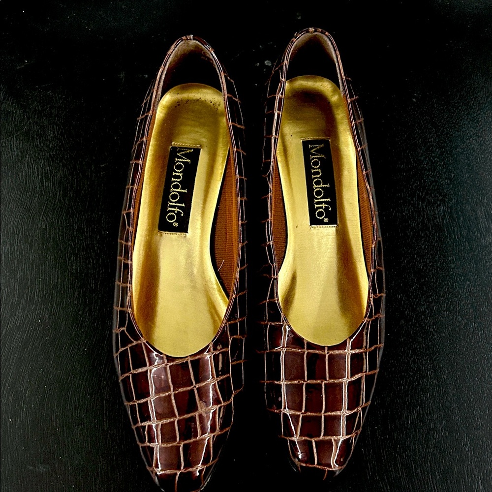 Michelle D Dark Brown Textured Flats